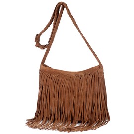PACKOVE Women Tassel Shoulder Bag Fringe Crossbody Bag Leather Western Boho Purse Vintage Messenger Bags Shoulder Bag With Adjustable Strap Western Purses for Women