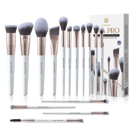 EIGSHOW Makeup Brushes Set, 15Pcs Professional Make Up Brush with Silver Ion Bristles for Foundation Powder Blush Highlighter Concealer Eyeshadow Eyeliner, Travel Gift Set (Champaign Gold)