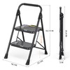 TOOLF 2 Step Ladder, Sturdy Steel Step Stool with Anti-Slip