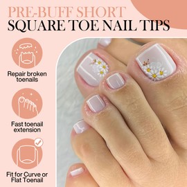 Square Toe Fake Nails Short Toe Press On Nails Full Matte 240pcs Short Square Toe Nail Tips Full Cover for Effective Toenail Extensions DIY Toe Press On False Nails, 12 Size Luckyfairy