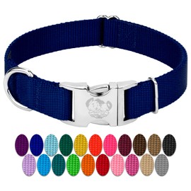 Country Brook Petz Premium Nylon Dog Collar with Metal Buckle for Small Medium Large Breeds - Vibrant 30+ Color Selection (Medium, 3/4 Inch, Royal Blue)