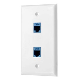 POKIVIR - Cat6 Keystone Ethernet Wall Plate Female to Female - White (2 Port)