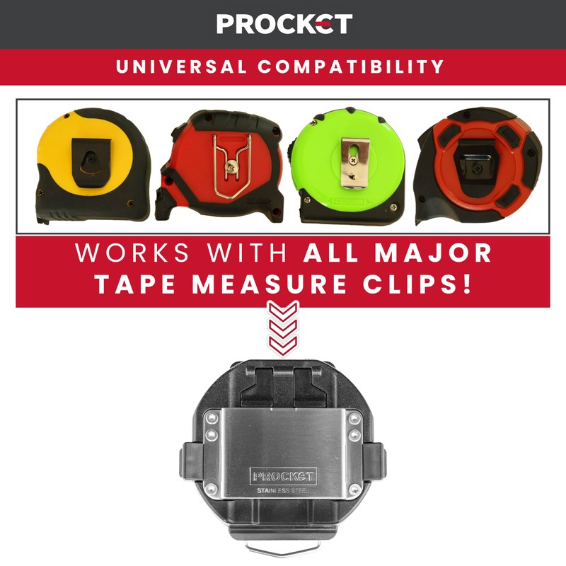 PROCKET Universal Tape Measure Holder, Rotating Lock Function,Works with Any