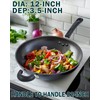 Cook N Home Hard Anodized Nonstick Wok with Lid 12-Inch,