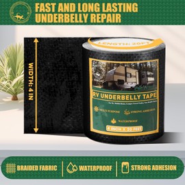 IONCAT RV Underbelly Material Repair Tape, Flex Seal Belly Tape with Permanent Strong Adhesive for RV, Mobile Home, Camper Travel Trailer, RV Awning Tear Repair Kit, Waterproof, 4 INCH x 20 Feet
