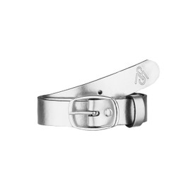 Merry Style D41 Women's Leather Belt 3 cm Wide, Silver logo