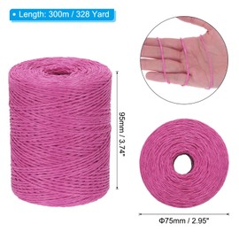 PATIKIL Natural Cotton Raffia Yarn 328 Yard, Crochet Raffia Paper Ribbon for DIY Sun Hat Beach Bag Crochet Yarn Wrapping Knitting, Rose