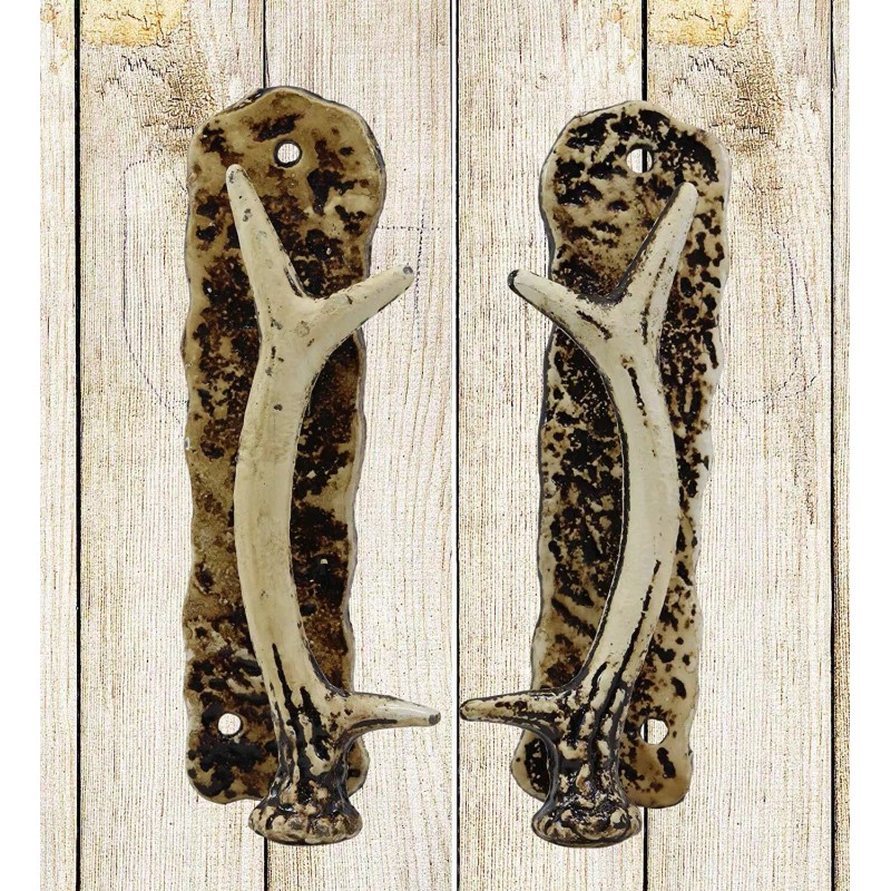 Ebros Set of 2 Western Rustic Deer Antlers Door Pull
