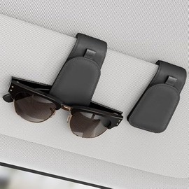 Sotfamily Sunglass Holder for Car Visor, Suede Cloth Magnetic Sunglass Organizer for Car Accessories, 2 Packs, Black