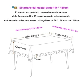 Mantel Para Mesa Rectangular Decoracion Comedor 1.4*1.8m