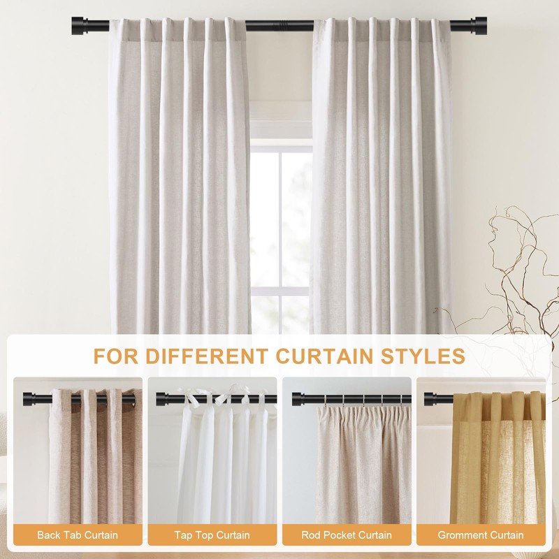 VOIIY Curtain Rods for Windows 66 to 120 Inch(5.5-10 Feet),