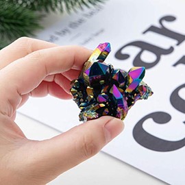 EXCEART Natrliche Kristall-Cluster Unregelm??ig Regenbogen Bergkristall -Cluster Quarz Geode Edelstein Druse Rohstein Feng Shui Dekoration fr Zuhause Bro Gesch?ft Deko 15g 2 Stck