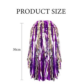 2Pcs Cheerleader Pompoms Hand Flowers,Pompoms Cheer for Boy Girl,School Sports Dance Games Team Spirit Cheer,for Team Sports,Cheer Sports Party Dance Useful Accessories (Silvery Purple)