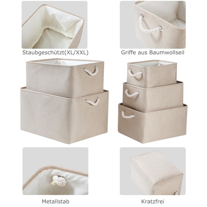 Mangata Foldable Storage Basket with Rope Handles, Fabric Storage Box