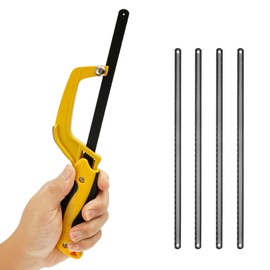 Compact Hacksaw Set Consisting of 1 Aluminum Alloy Hacksaw Frame and 5 Saw Blades for Cutting Metals Wood Plastics Especially Cuts in Tight Hard Reach Spaces..(1)