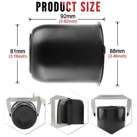RhinoTuning Pack of 4 Wheel Hub Caps 3.19 Inch Hub Caps H 3.62 Inches Stainless Steel Removable Lid with Labelling Wheel Hub Cover Suitable for Touring Cars Off-Road Vehicles Trailers LKM Wheel, Black
