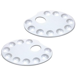 Work of Art 1 x White Plastic Artist Paint Palettes Pad Thumb Hole Kids Adult Art Craft Set, One Size