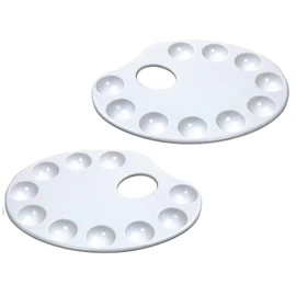 Work of Art 1 x White Plastic Artist Paint Palettes Pad Thumb Hole Kids Adult Art Craft Set, One Size