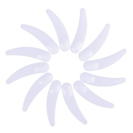 Euvoym 50 PCS White Disposable Cosmetic Spatula Disposable Facial Spatulas Plastic Curved Cosmetic Spatula Scoop Mini Makeup Mask Spatula Plastic Smooth Waxing Spatulas for Mix Cream Makeup