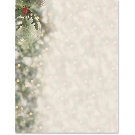 Paperdirect Golden Elegance Ornament Christmas Winter Holiday Theme Stationery, Border Paper, Letterhead 8.5 x 11, 100 sheets, Elegant Premium Writing Paper, Decorative Printer Paper