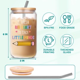 JOSTTER Teacher Gifts for Women, Teacher Appreciation Birthday Christmas Thank You Gifts, Back to School Teaching Glass Cup