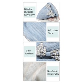 CACUSS Women's Foldable Floral Bucket Hat Rolled Brim with Bowknot Blue