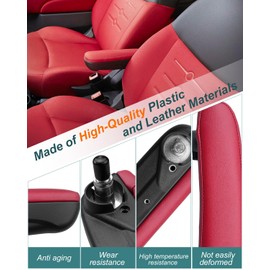 QAGGUM Seat Armrest Compatible with Fiat 500 2016 2017 2018 2019, Adjustable Arm Rest Replace 6BV48KRLAA, Front Inboard Right Passenger Side Red Inner Armrest Elbow Support Pad