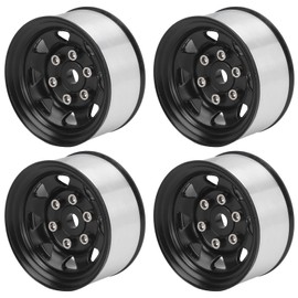 4 Pcs 1.55 Inch Universal RC Wheel Rim Hub for Axial AX90069 Crawlers, Zinc Alloy Material for Improved Stability and Performance (Black)