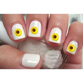Sunflower Flower Design Nail Art Decals