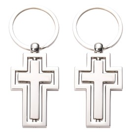 Liitata 2 Stück Kreuz Schlüsselanhänger Rotating Cross Schlüsselbund Kreuz Anhänger Schlüsselring für Weddings Geburtstags Party