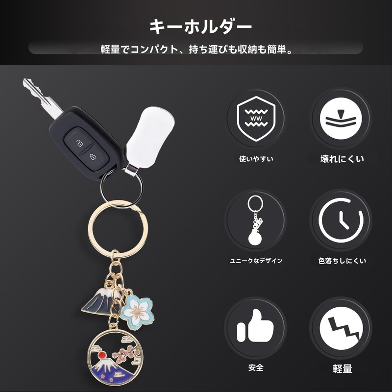 CALLARON Keychain Ring, Mt. Fuji Cherry Blossom Amulet, Stylish, Set