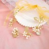 Campsis Wedding Bride Pearl Headpiece Golden Leaf Alloy Tie Back