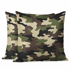 Beabes Pillow Cases Fashion Black Brown Green Camo Seamless Pattern Pack of 2,Decorative Throw Pillow Covers for Couch Bedroom Living for Girl Boy 18X18 Inch