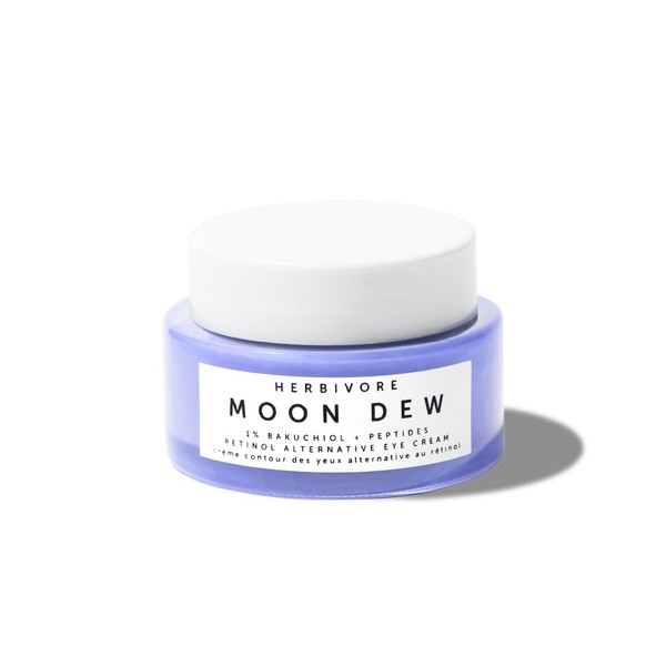 HERBIVORE Moon Dew 1% Bakuchiol + Peptides Retinol Alternative Anti Aging Eye Cream Reduces Fine Lines, Wrinkles & Puffiness, Plant-based, Vegan, Cruelty-free, 15mL / 0.5 oz