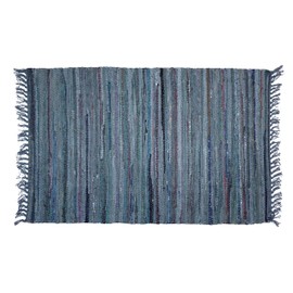Sturbridge 2' x 3' Rag Throw Rug in Grey Blue, 100% Cotton, Hand Woven Throw Rug