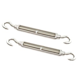 2 Packs M8 Turnbuckle Wire Tensioner,304 Stainless Steel Adjustable Turnbuckle Hook Rope Cable Tension Set for Heavy Duty Sun Shade Sail Fixing Kit