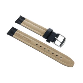 Grovana 16 mm leather watch strap with pin buckle in black