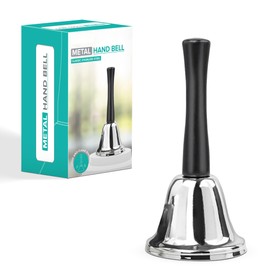 Hand Bell Wooden Handle Call Bell Handheld Warehouse School Reception Wedding Events Hotel Dinner Counter Attention Loud Butler Service Christmas Santa Bells Xmas Accessory(1Pc)