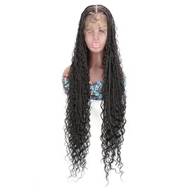 BEART 36 Inch Long Boho Braids Lace Front Wig DockLocs Style - Triangle Part Synthetic Full Lace Wig Pre-Plucked Hairline & Baby Hair for Black Women