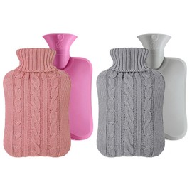 Kellegour 2 Bolsas De Agua Caliente, Bolsas De Agua Caliente De Goma Con Funda De Punto, Bolsas De Agua Caliente Con Funda, Bolsas De Agua Caliente,  