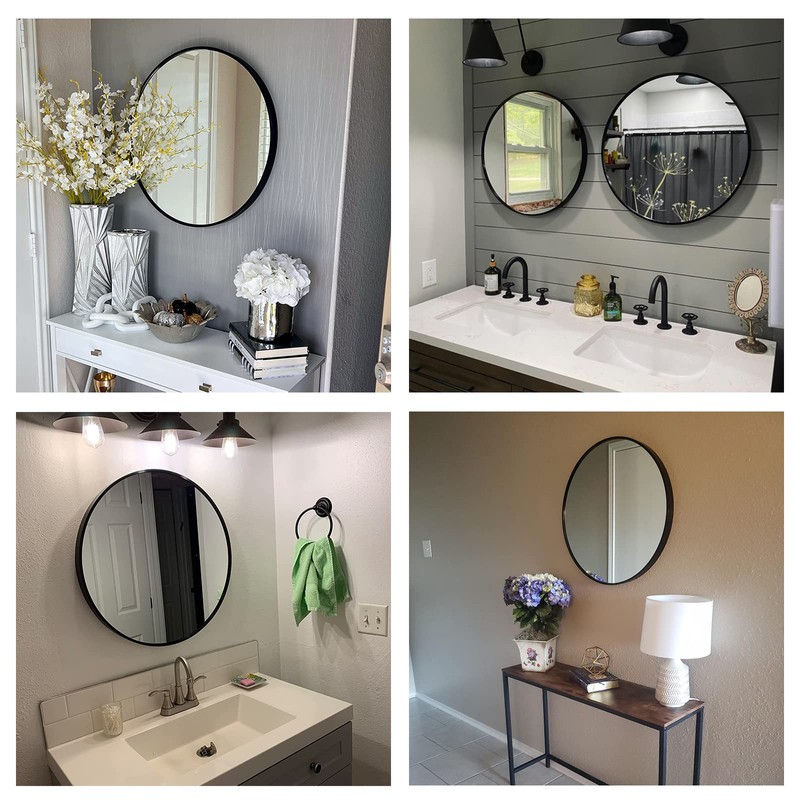 Oruii Round Mirror, Black Round Mirror 24 inch, Circle Wall