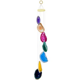 mookaitedecor Colorful Agate Slices Wind Chimes for Home Garden Decoration 25-31 Inches