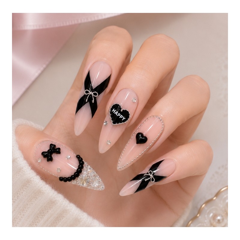 Chic princess handmade nail tips - Stiletto L / 시크