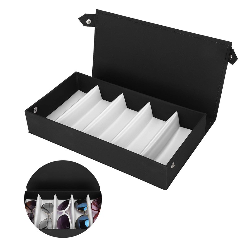 Storage Box for Glasses, Black, 5 Compartments Glasses Box, Glasses