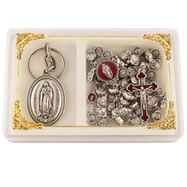 Rosary Metal Beads Our Lady of Guadalupe metal & Keychain Gift Set Made in Italy