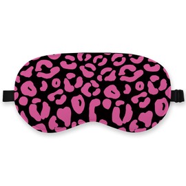 QLMX Preppy Leopard Silk Eye Mask for Sleeping, Leopard Mask, Red Leopard Print Blindfold Adjustable Strap Night Sleep Mask for Women Girls, Airplane Travel Nap,Pink Leopard Sleeping Mask Eye Cover