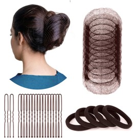 120 Piezas De Accesorios Para El Cabello - Marrón - 50 Redecillas Para El Cabello (50 Cm), 45 Horquillas Para El Cabello (6 Cm), 25 Gomas Para El Cabello