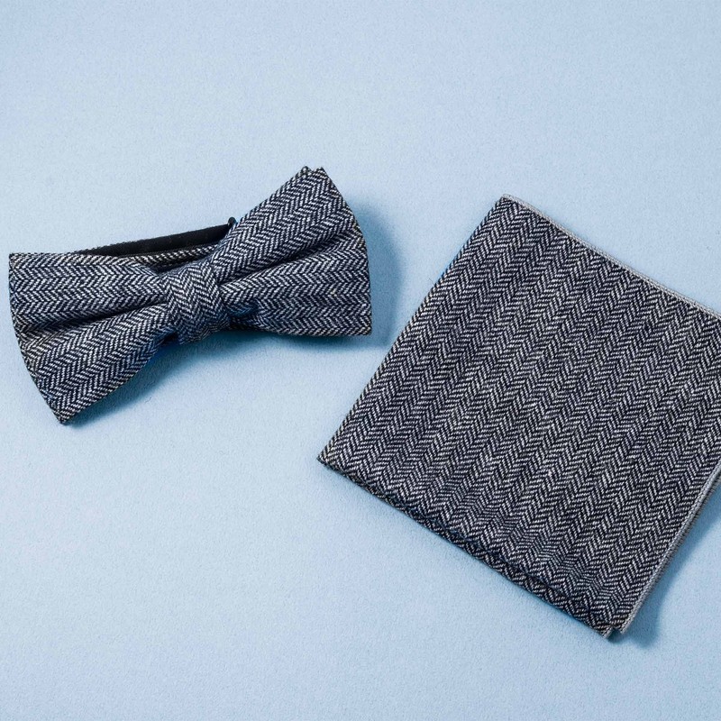 Wedding Style TC-0100 Bow Tie & Chief Set, grey |