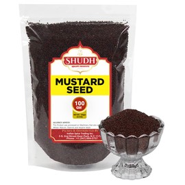 SHUDH BLACK MUSTARD SEEDS 3.5 oz | 100GM | Whole Spice (Kali Rai) ~ All Natural | Gluten Friendly | NON-GMO | Vegan | Indian Origin