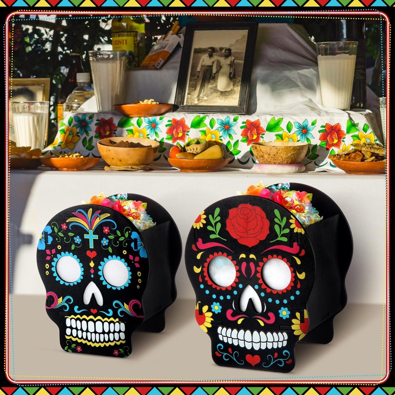 Colingmill 2 Pcs Wooden Halloween Candy Box Day of the